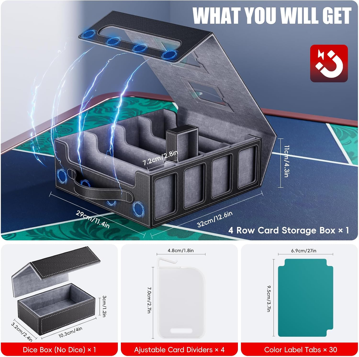 Trading Card Storage Box – 3500+ Magnetic MTG Deck Box with