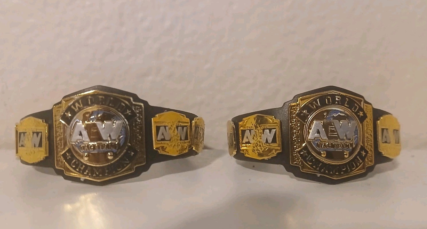 Tag Team Title Belts Aew (2) Belts Championship Toys Set