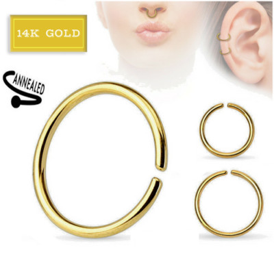 14K 18G 5/16'' GOLD BEND Open HOOP RING EAR NOSE LIP CARTILAGE HELIX JEWELRY