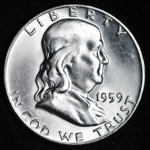 GEM BU UNCIRCULATED UNC MS 1959-D SILVER  FRANKLIN HALF DOLLAR BRILLIANT LUSTER