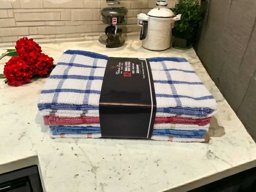 12er Pack Frottee 100 % Baumwolle Geschirrtücher Set Geschirrtücher Küche Reinigung Trocknen - Bild 5 von 7