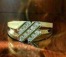 2 Ct Round Cut Simulated Diamond Men's Wedding Band Ring 14k Yellow Gold Plated