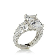 Simulated Emerald Solitaire W/ Accents Ring Solid Sterling Silver 925