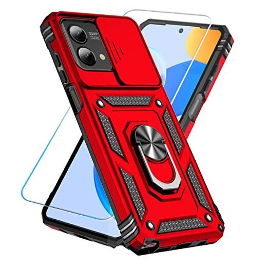 for Motorola Moto G Stylus 5G 2023 Case with HD Screen Protector & Slide Red