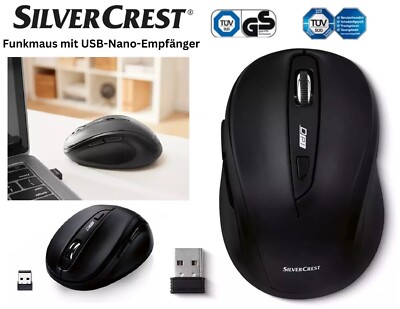 SilverCrest Funk Maus mit USB Nano Empfänger bis 2,4 GHz PC-Maus NEU OVP