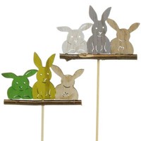 Dekostecker Hase Ostern FrüHlingsdeko Holz H37Cm 8St Viana Blumenstecker, 8