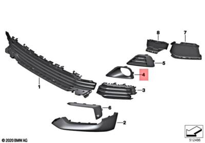 Genuine BMW F39 X2 16d 18d 18dX 18i 20d 20dX Cover Fog Lamp Left 51117435123