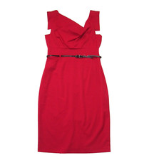 NWT Black Halo Classic Jackie-O in Red Stretch Gabardine Sheath Dress 4 375