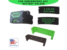 Greenworks 60v Battery Vertical or Horizontal Mount Wall Holder Mounting Storage