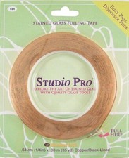 Studio Pro 1/4"x 36 Yds.Copper Foil Black Back Tape for Glass