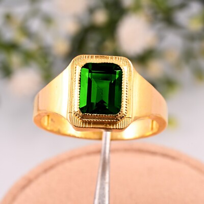 天然エメラルドリング 925 emerald ring gold Lab Created Emerald AAA Quality Ring 925 Sterling Silver Gold