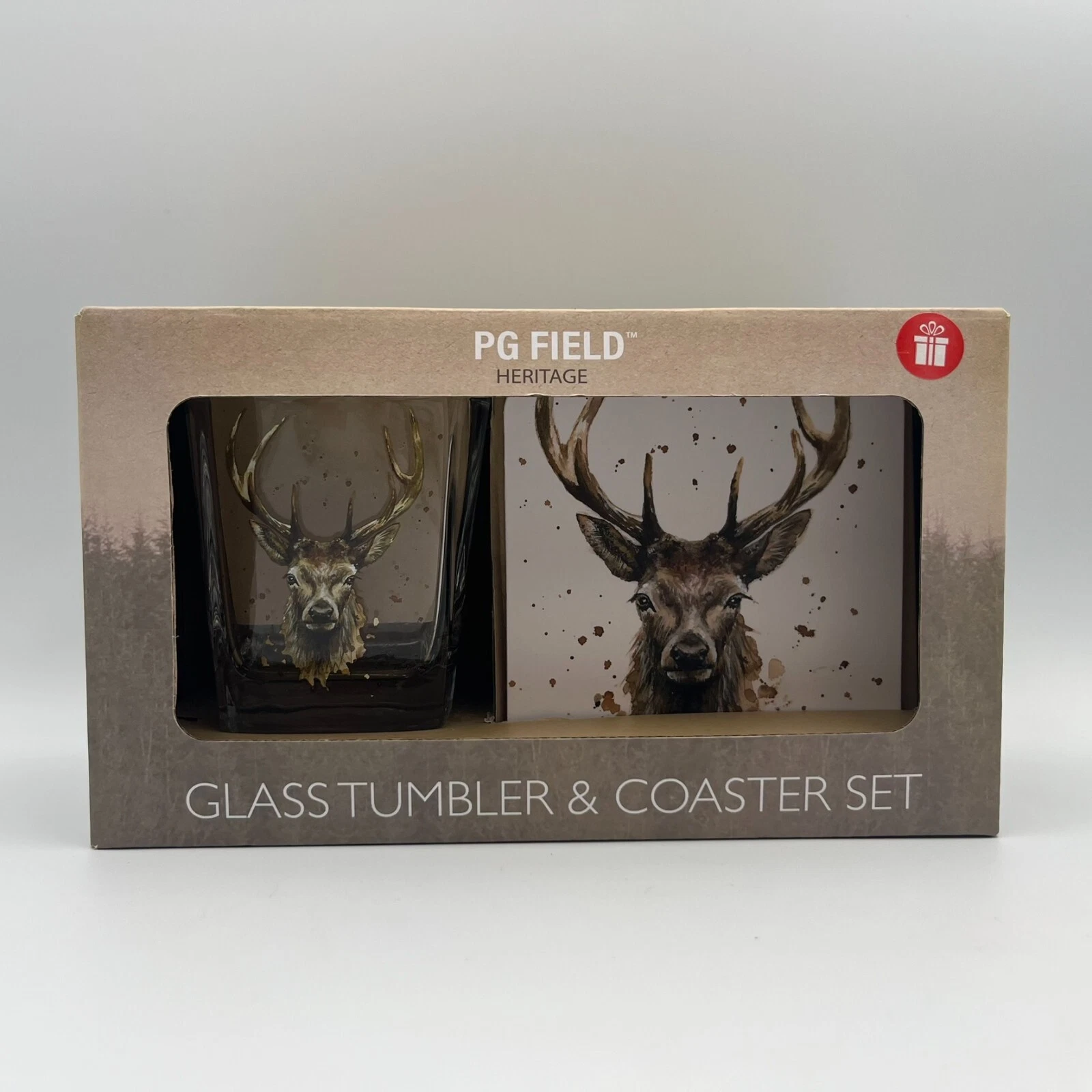 Bree Merryn PG Field Heritage Stag Glass Tumbler & Coaster Set Gift Deer New