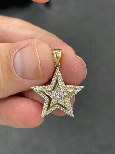 2Ct Round Cut Lab Created Diamond Star Shape Pendant 14K Yellow Gold Plated - Picture 2 of 2