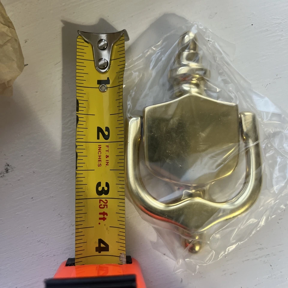 "Llama de puerta vintage Baldwin de latón macizo pulido 4"" NO.0138" Foto 4 de 4