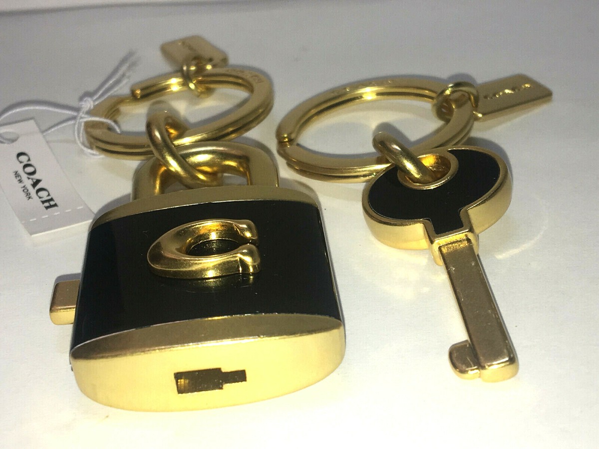 🔐🔑 COACH Lock And Key BAG CHARM Key Ring PURSE BACKPACK