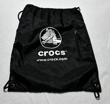 CROCS Black Drawstring Backpack Gym Bag String Cinch Pockets READ Description