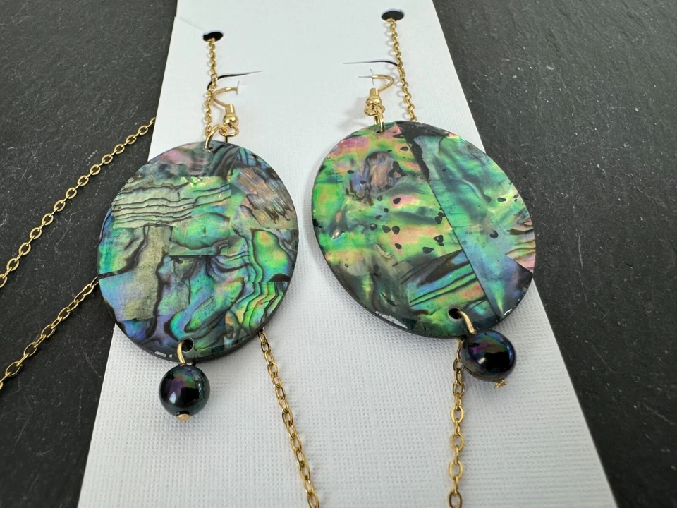 Abalone Schmuck Set Anhänger + Kette + Ohrringe Ausverkaufpreis - Bild 3 von 4