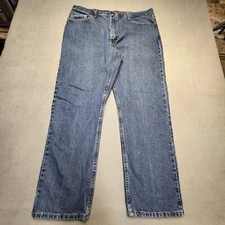 Wrangler Jeans Mens 38x30 Blue Denim Regular Fit Straight Leg Distressed