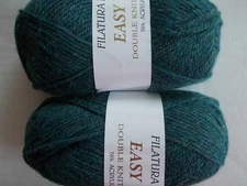 Filatura Lanarota Easy Wool yarn, heather peacock green, lot of 2 (145 yds ea)