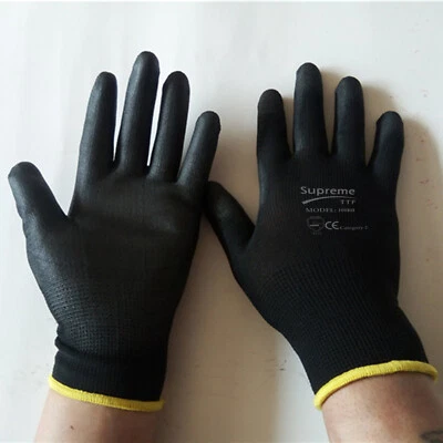 SUPREMETTF 24 PAIRS PU COATED SAFETY WORK GLOVES GLOVE GARDEN GRIP MENS BUILDERS GARDENING
