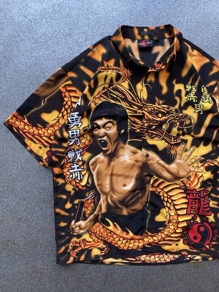 Vintage Bruce Lee Shirt Mens 2XL Enter The Dragon All Over Print