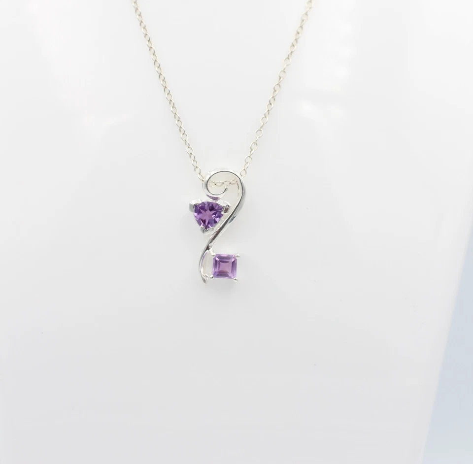 Nobile 1,3 Carati Ametista Design Rimorchio 925 Collier Collana Argento Gioiello - Immagine 3 di 4