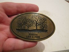 RAINBOW METALS MMVIII LBM  PMM BRONZE BELT BUCKLE