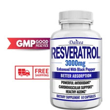 Resveratrol Capsules 3000mg Anti-Aging Antioxidants, Radiant Skin Capsules