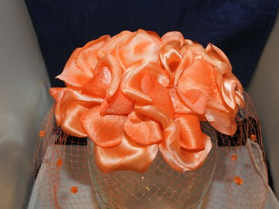 Vintage Orange Flower hat with netting and velvet bow  display picture 3