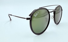 Ray-Ban Mens Polarized Sunglasses Round RB3647N 51m Black with Green G-15 Lens