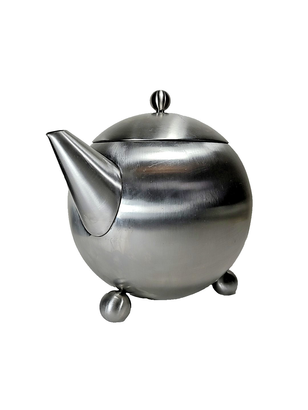 Retro Henley Teapot G&H Loose Leaf Tea Pot 27 oz Brushed Stainless Atomic Silver