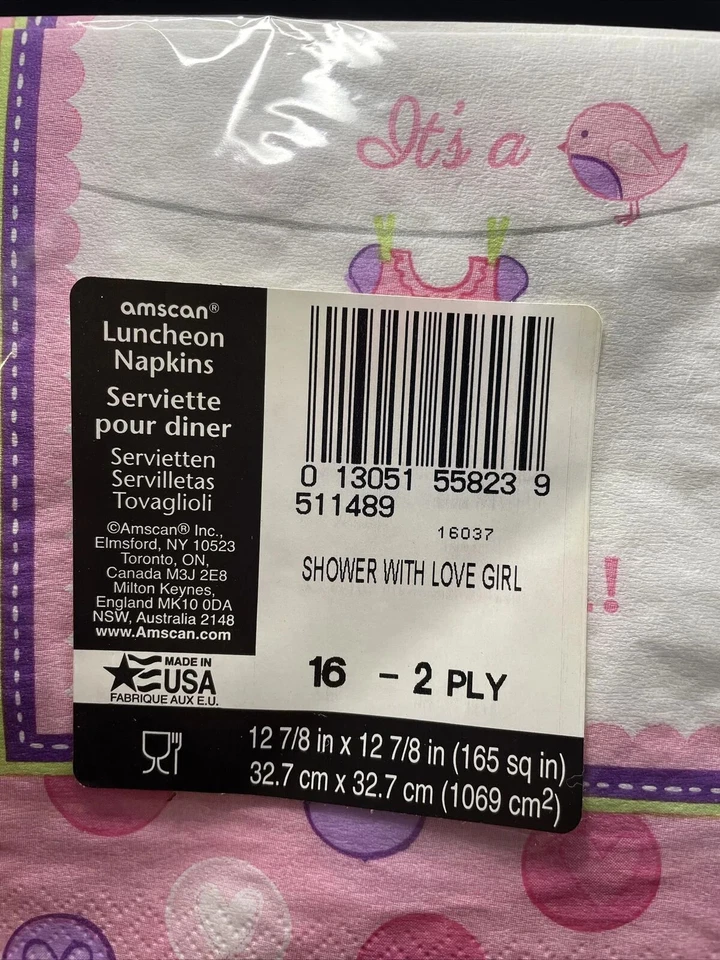 Servilletas de papel para almuerzo de fiesta de lunares Chevron de ducha con amor para niña Foto 3 de 3