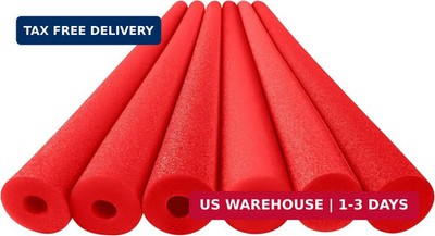 Play22 Pool Noodles Foam 6 Pack - Soft Large Red Foam Noodle Tube, Bulk Swim Noo