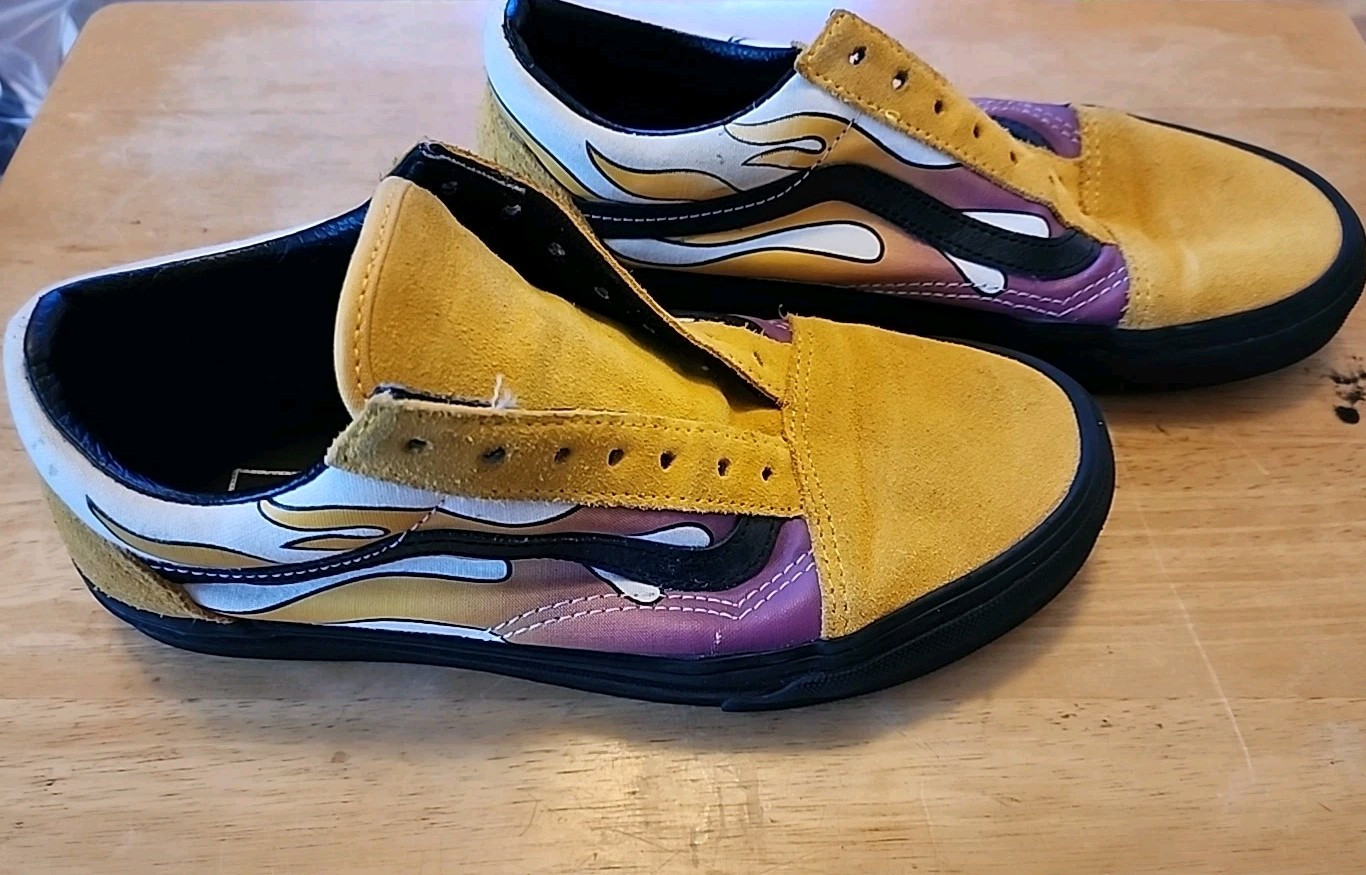Vans Old Skool Flame Banana Black Mens Size 5.5 Mens Womens  display picture 3