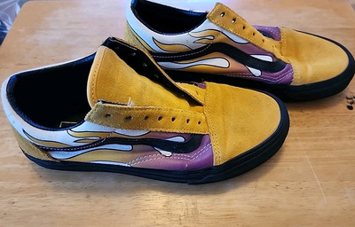 Vans Old Skool Flame Banana Black Mens Size 5.5 Mens Womens 7