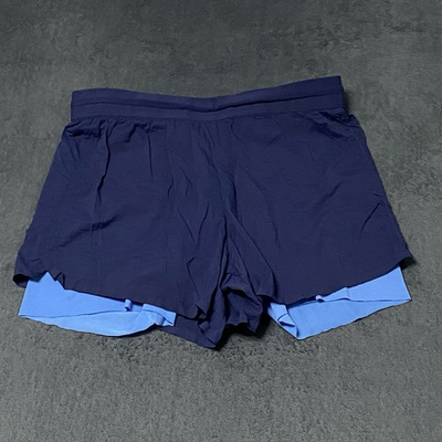 #ad Nike Shorts Mens M Blue Hot Yoga 2 in 1 Running Workout Elastic Waist Drawstring $26.09