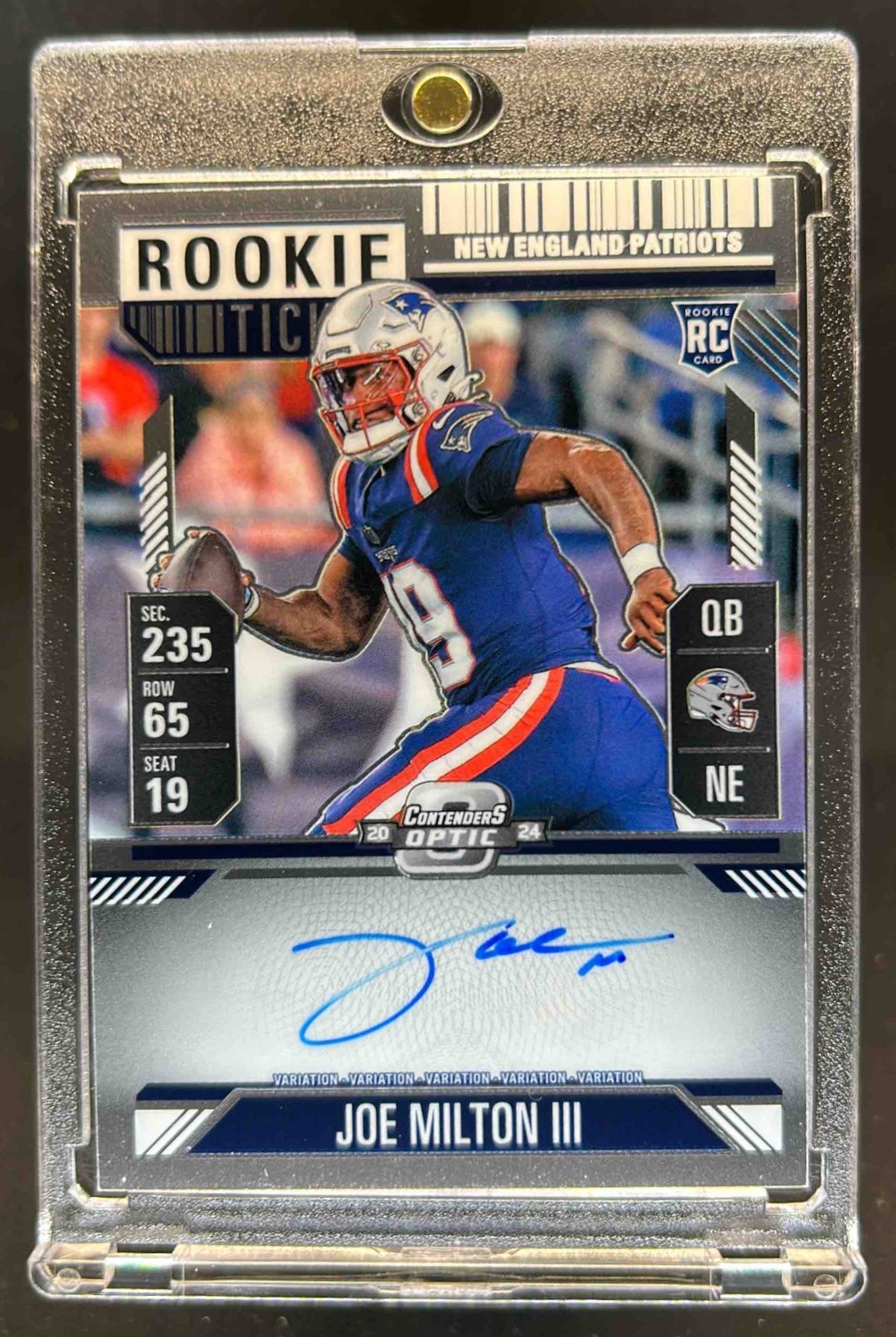 2024 Contenders Optic Joe Milton III Rookie Ticket Auto Variation RC VAR #106b
