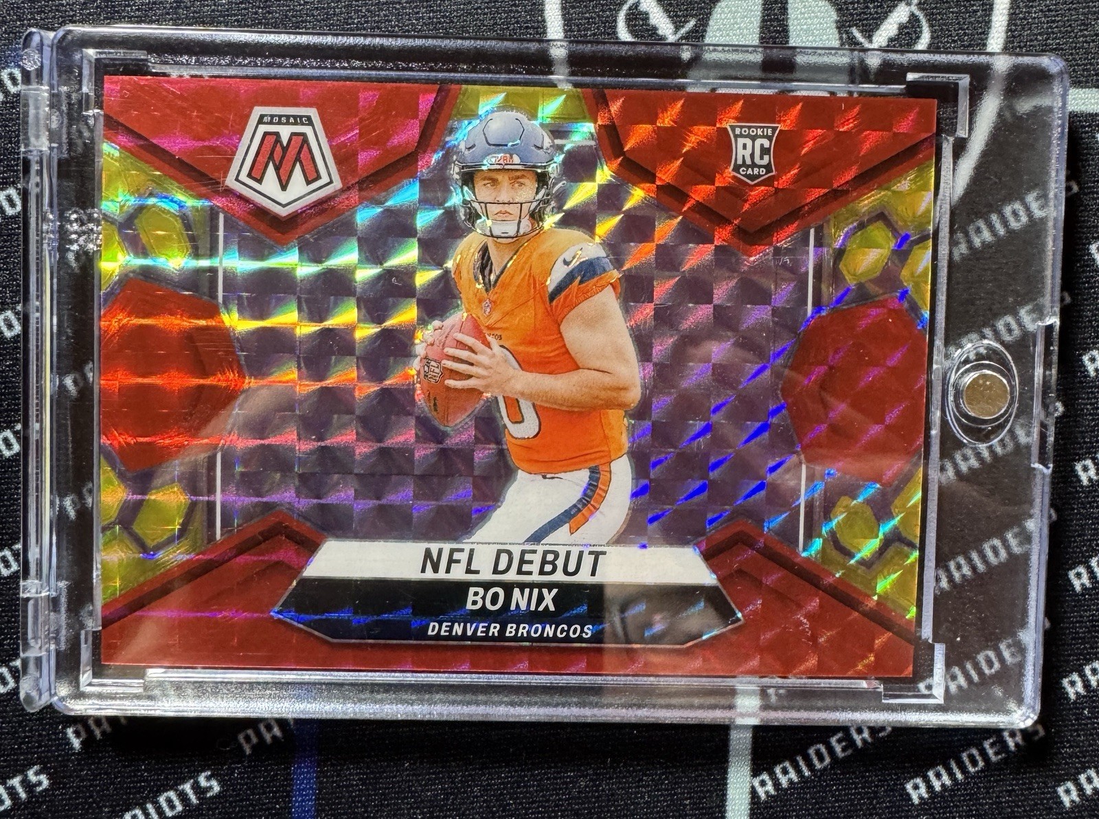 2024 Panini Mosaic - NFL Debut Bo Nix #271 Choice Red & Yellow Mosaic Prizm /80
