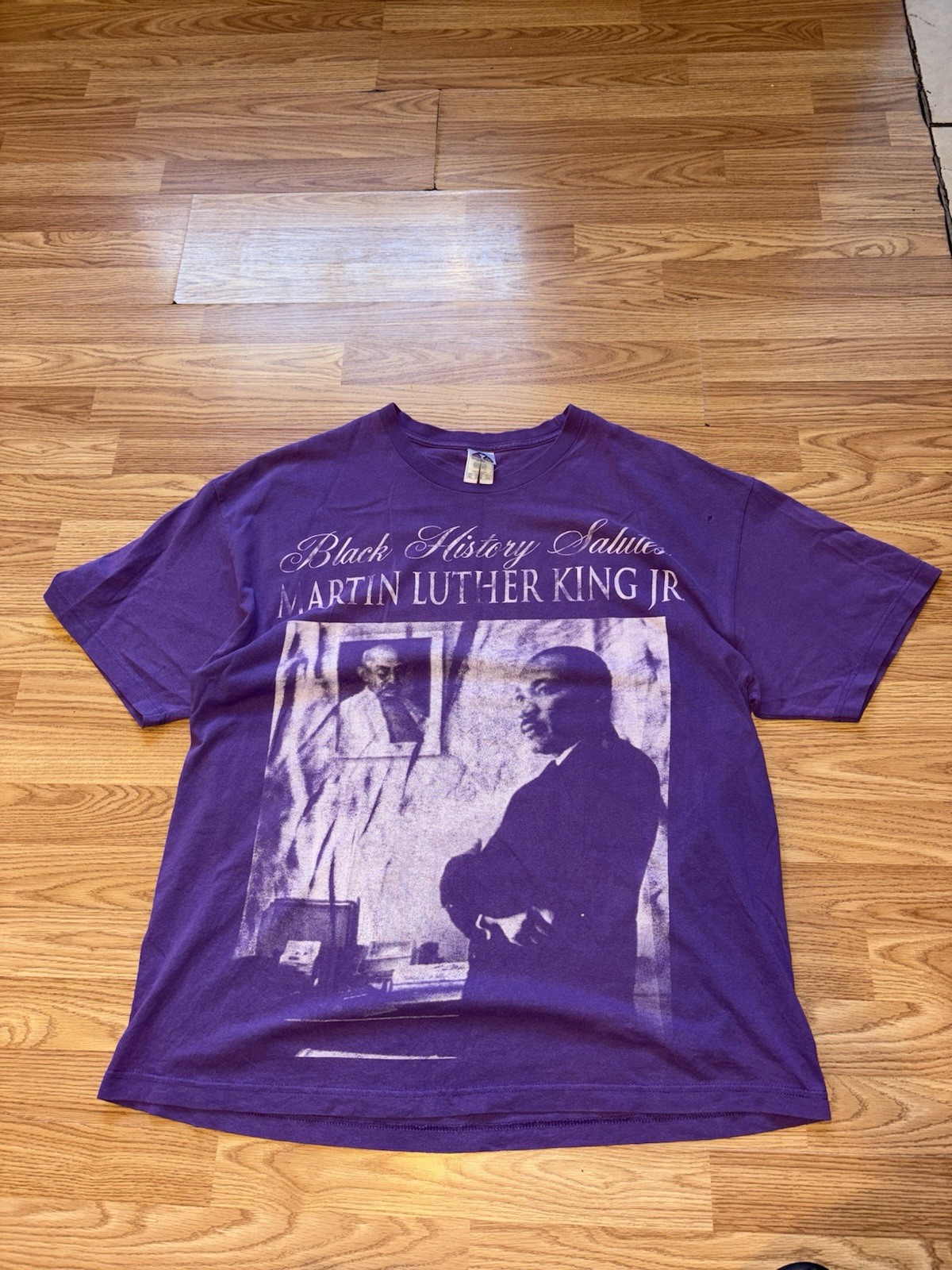 Vintage 2000s Black History Month MLK Purple AOP Tee Barack Obama Rap Tee