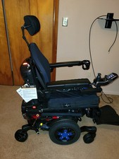 Quantum Q6 Edge 3 Stretto Power Wheelchair Joystick Tilt Headrest Black Blue