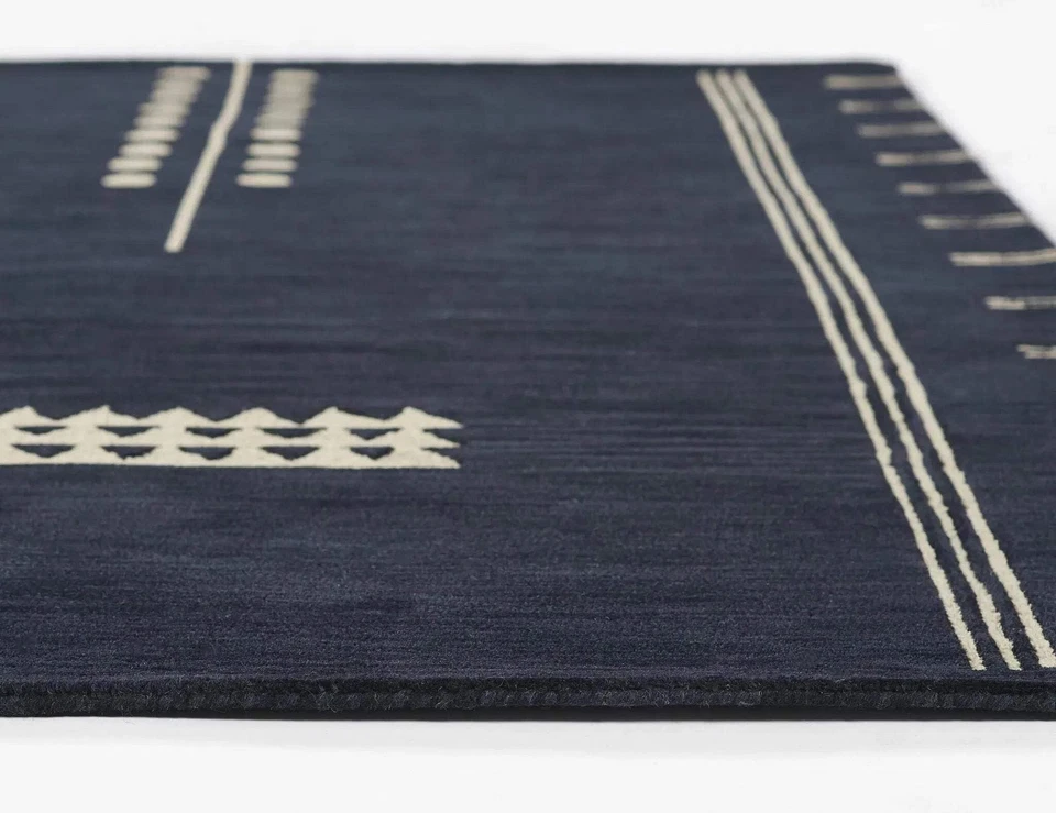 Simba Wool Hand Tufted Contemporary Indoor Area Rug, Navy, 5' X 8' - Image 3 of 4