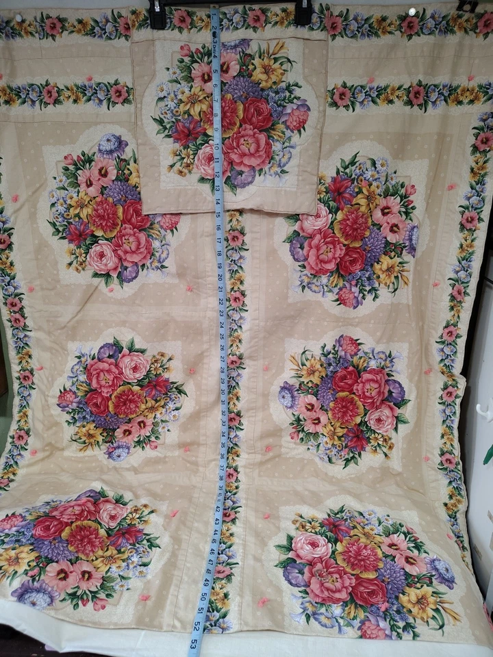 Manta Floral Pliega en Almohada Vintage Hecha a Mano Tiro Beige Encaje Rosa **Leer** Foto 2 de 4