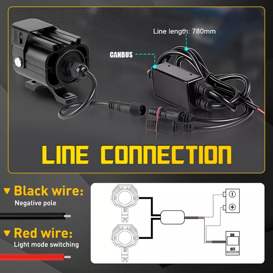 90W LED Motorcycle Headlight Yellow White Hi/Lo Spot Light Driving FogLamp ATV J - Image 4 of 4