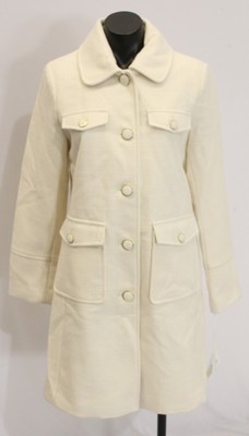 CeCe Women's 4 Pocket Mid-Weight Basket Weave Coat CD4 Ivory Small NWT