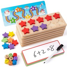 Wooden Ten-Frame Set Math Manipulatives for Kindergarten Classroom Elementary...