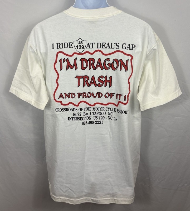Vintage 90s Deals Gap Motorcycle Resort Double-Sides T-Shirt Men’s Large 