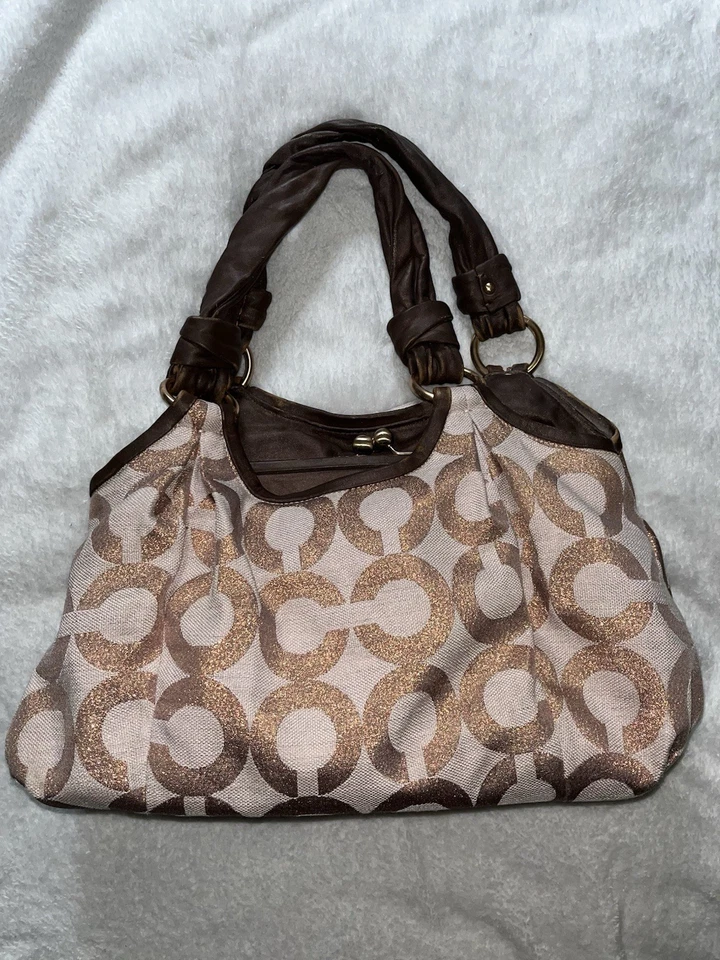 Сумочка Coach Madison OP розовое золото Y2K кожа медь б/у в отличном состоянии - Изображение 3 из 4