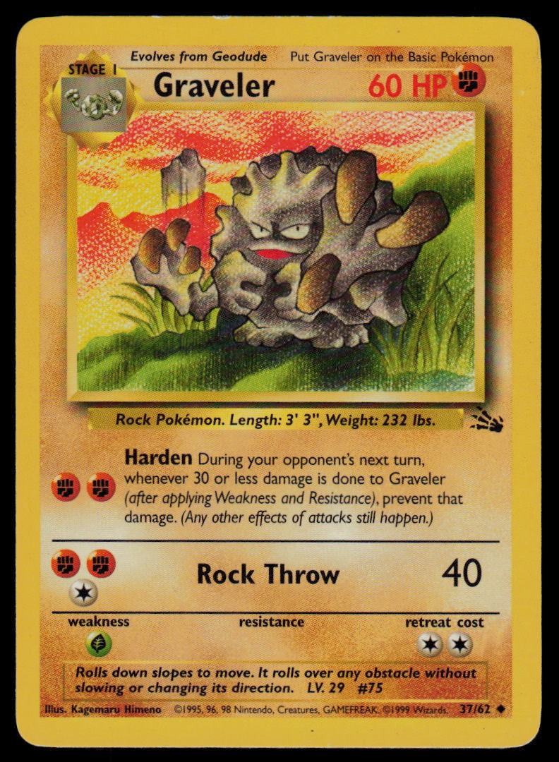 Graveler #37/62 Fossil Uncommon Pokemon TCG NM