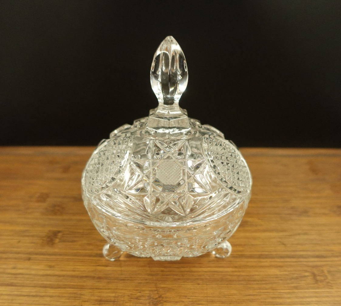 Vintage Lead Crystal Footed Candy Dish with Elegant Design