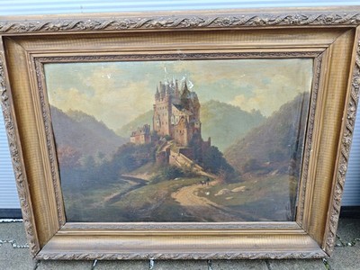 View of Eltz Castle Painting Mayen Antique around 1880
